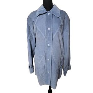 Dennis Basso Vintage Women's Blue Suede Leather Jacket 80s Glam Statement Size L